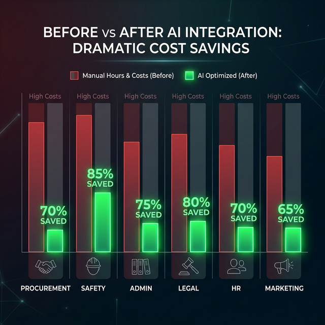 Before vs After AI Integration โ Cost Savings by Department